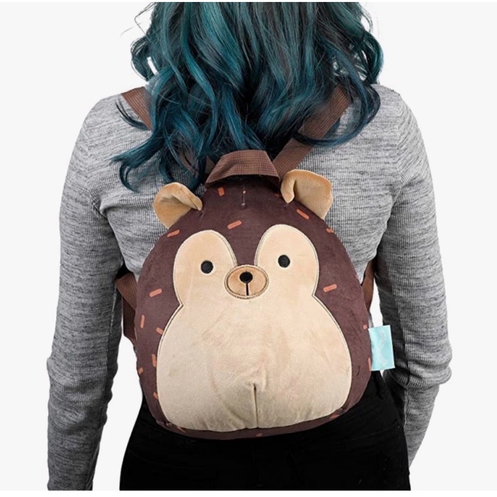 Squishmallows Brown and Cream Hedgehog Kids Backpack